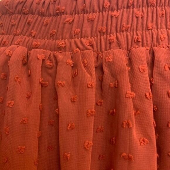 Swiss Dot Ruffle Rust Boho Chiffon TuTu Mini Skirt - Picture 3 of 9